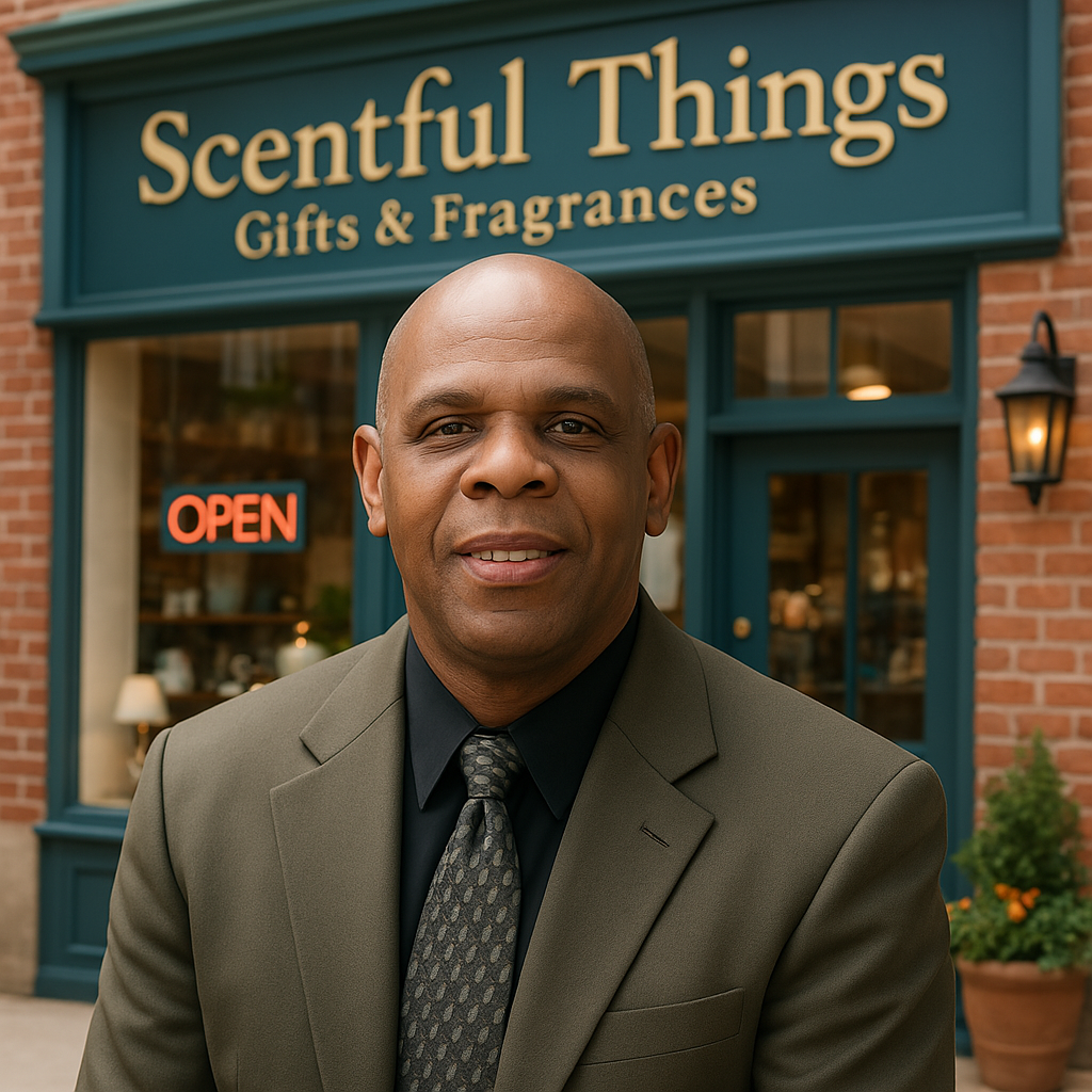 LeNard Simmons with The Scentful Things in the background